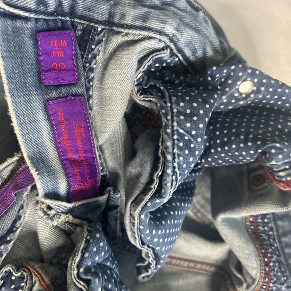 Robert Graham Mens Slim Jim Jeans Light Wash Distressed Paint Denim 32x32 Italy - Picture 6 of 7